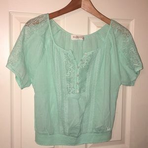 Abercrombie & Fitch Mint Green Peasant Blouse